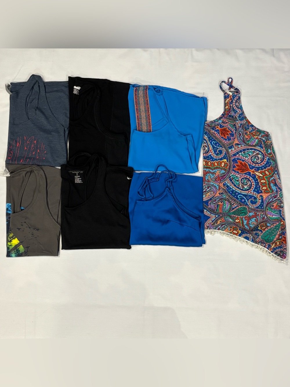 Lot of 7 Women’s Tank Tops XS Small Athletic Boho Paisley Racerback Cami Mix